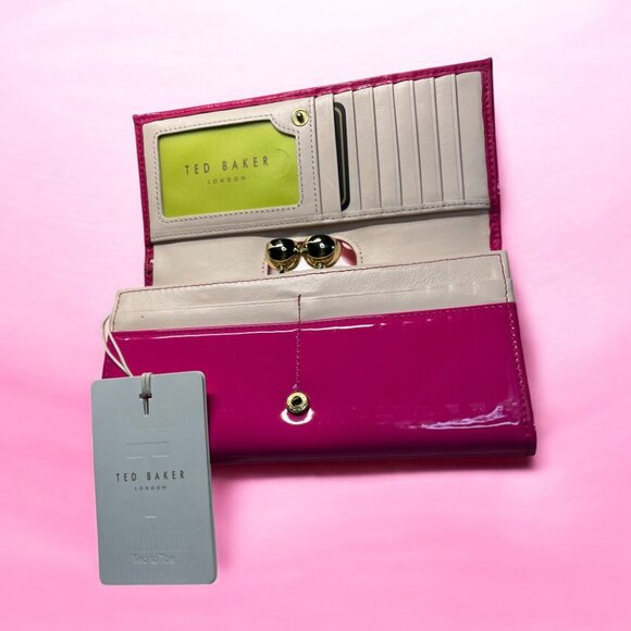 Ted Baker Fuchsia Patent Leather Clutch Wallet - Picture 6 of 7